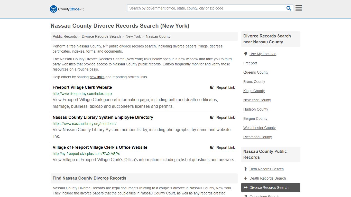 Nassau County Divorce Records Search (New York) - County Office